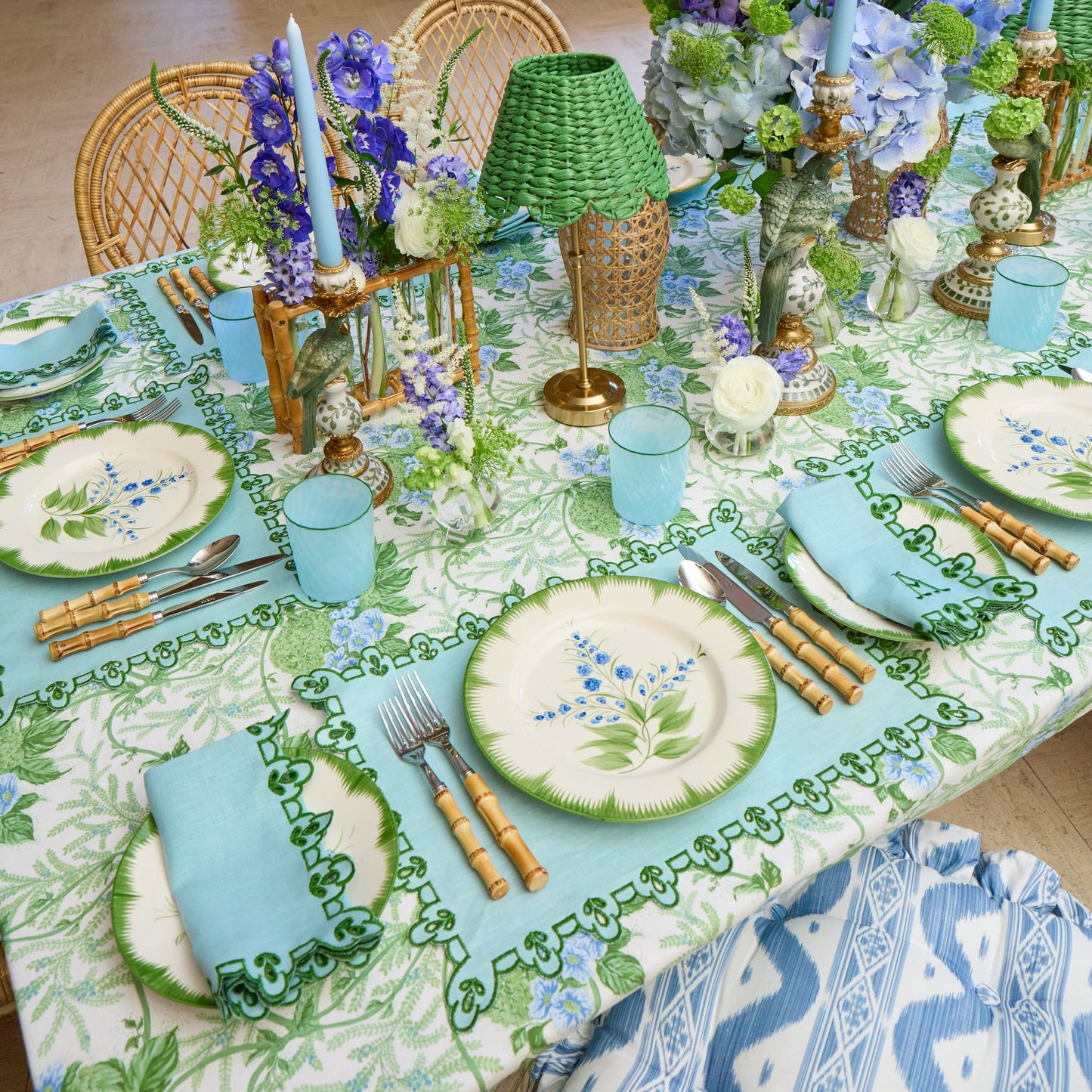 Blue & Green Sophia Waxed Placemats (Set of 4)