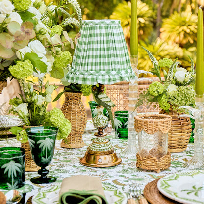 Olive Gingham Ruffle Lampshade (18cm)