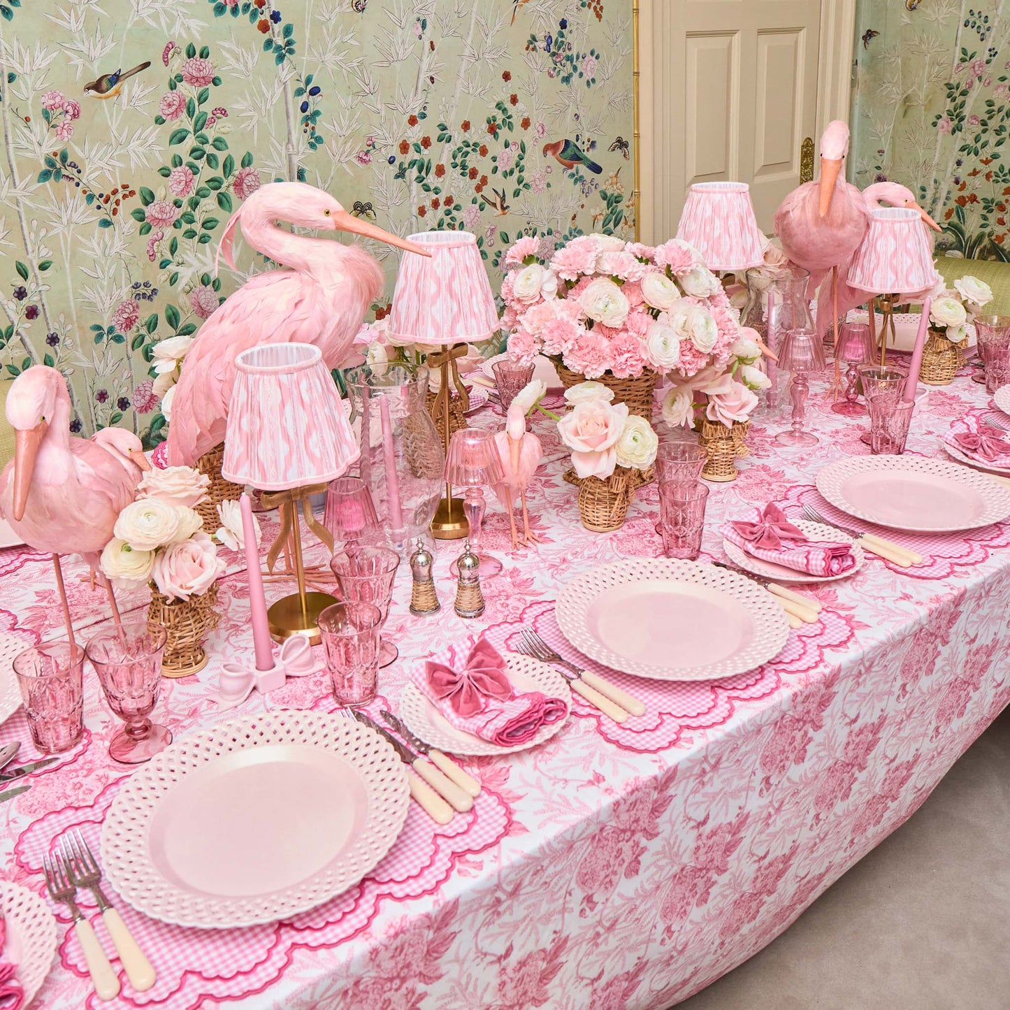 Petal Pink Ceramic Bow Candle Holders (Pair)