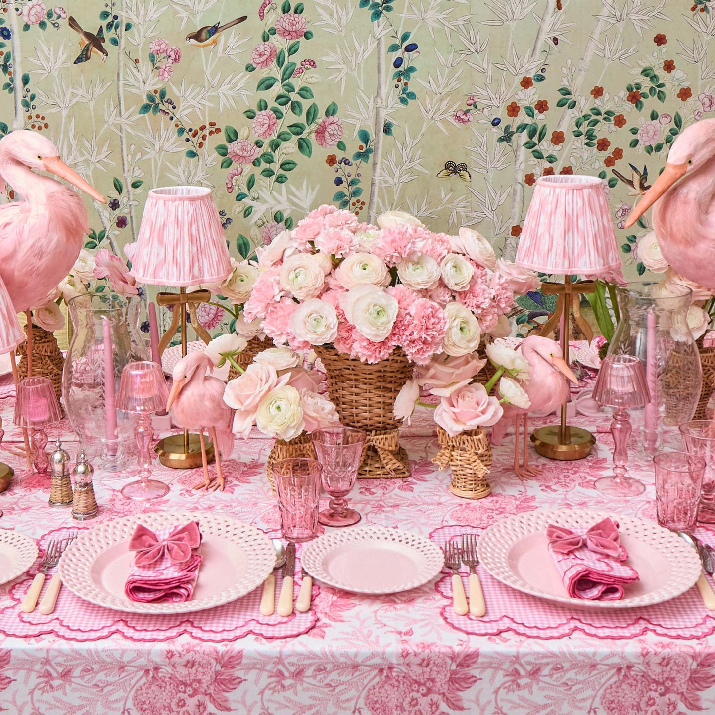 Pink Charlotte Gingham Placemats & Napkins (Set of 4)