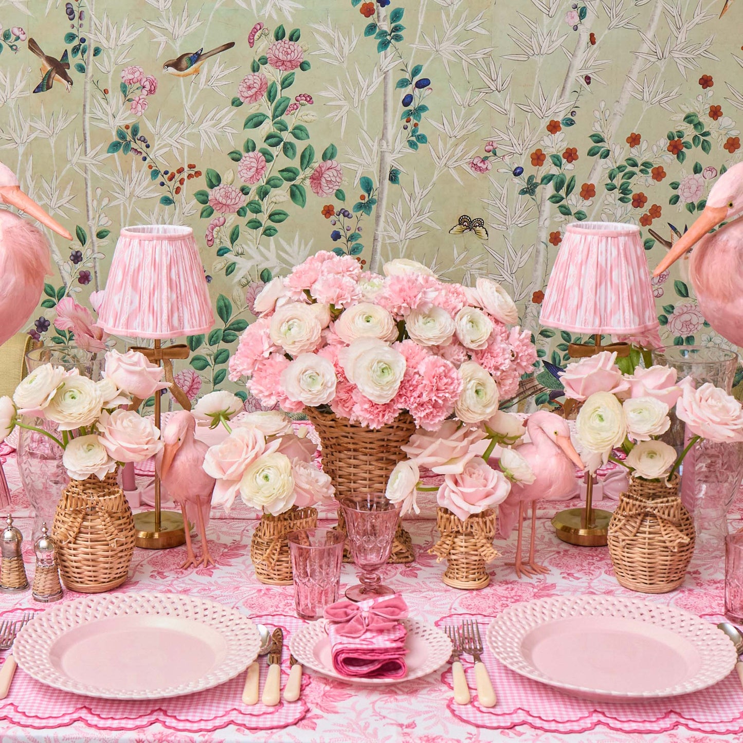 Pink Basketweave Dinner Plates (Set of 4)