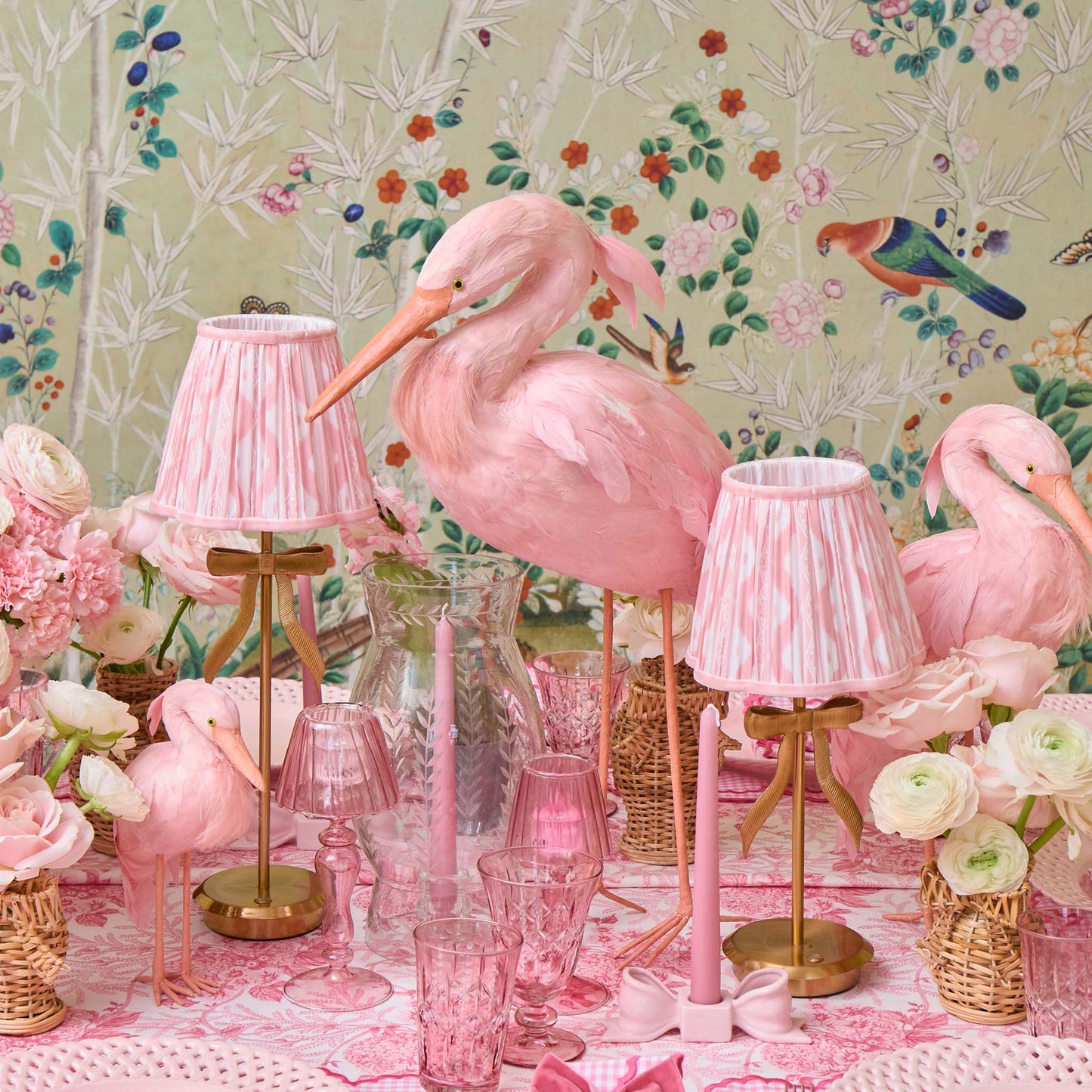 Tall Marilyn Bow Rechargeable Lamp with Pink Ikat Shade (18cm)
