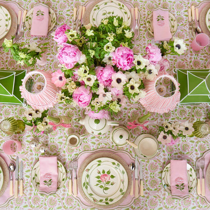 Pink & Green Eloise Linen Placemats & Rose Bud Napkins (Set of 4)