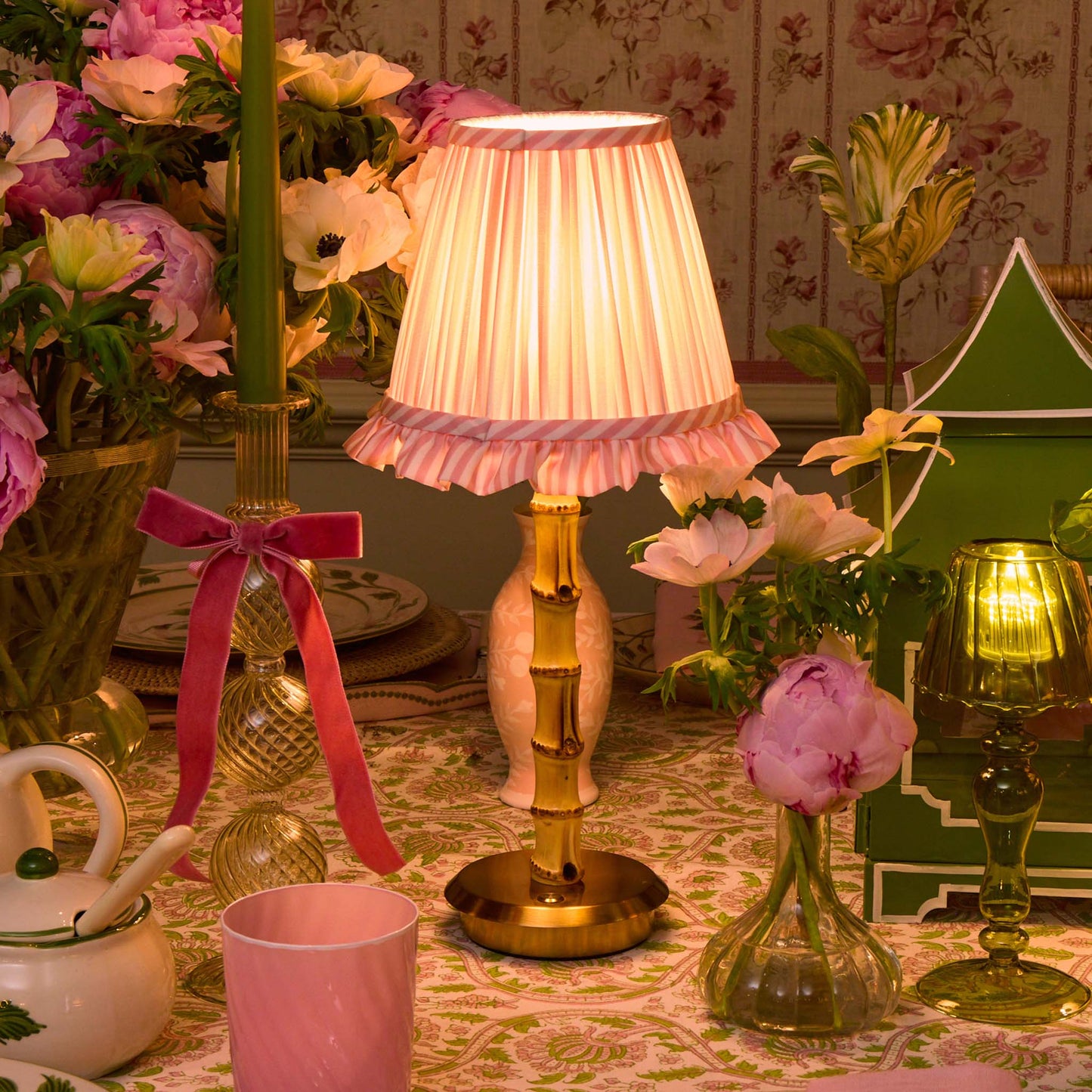 Pink Striped Ruffle Lampshade (18cm)