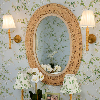 Oval Braided Rattan Mirror
