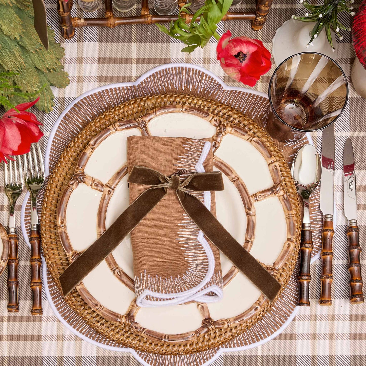 Petal Burnt Bamboo Dinner Plate