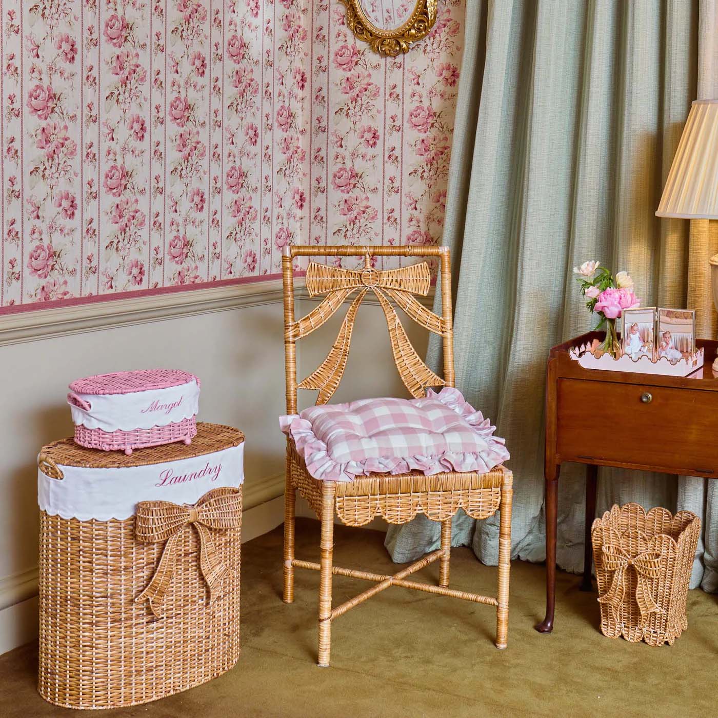 Isabella Rattan Bow Laundry Basket