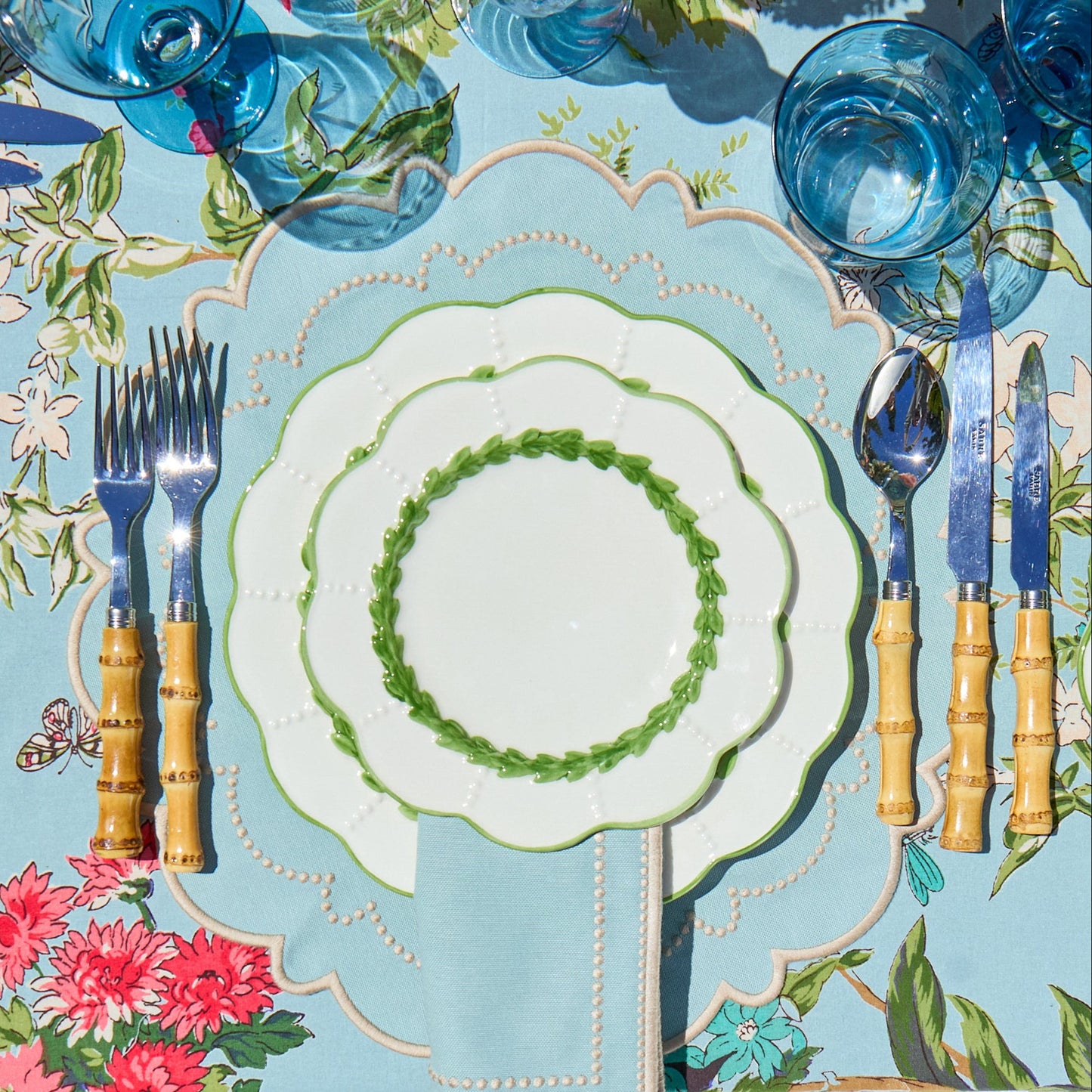 Duck Egg Blue & Sand Mariana Napkins (Set of 4)