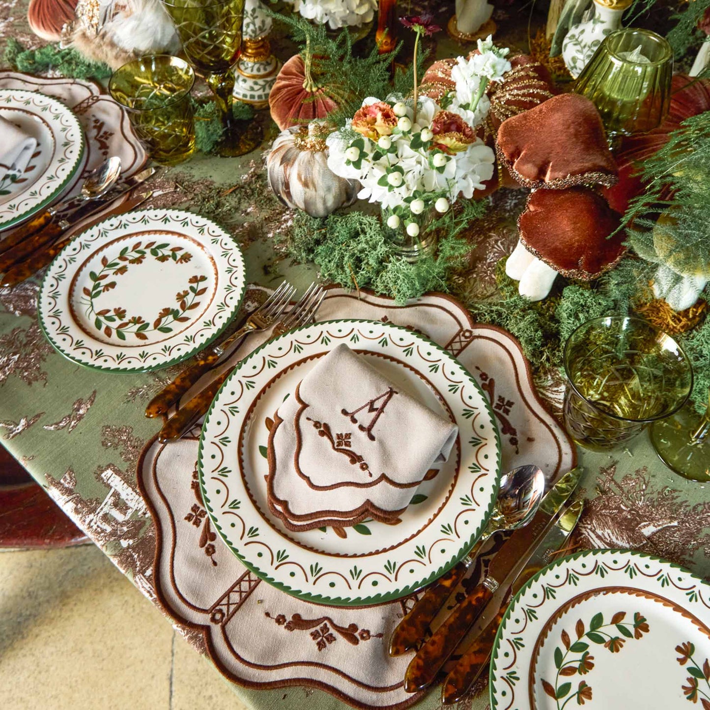 Taupe & Chocolate Doris Placemats & Napkins (Set of 4)