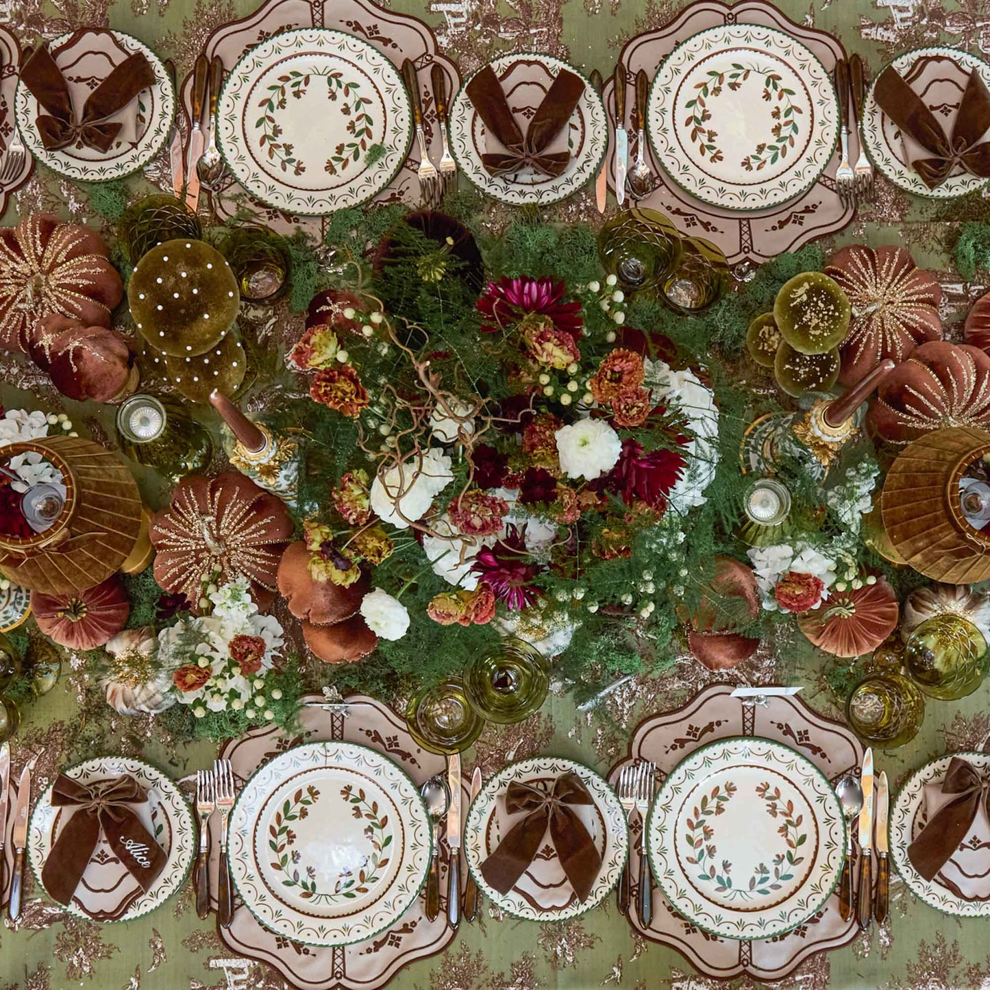 Taupe & Chocolate Doris Placemats & Napkins (Set of 4)