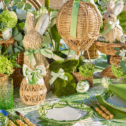 Rattan Hot Air Balloon with Green Grosgrain Bow