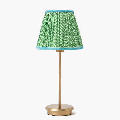 Tall Rechargeable Lamp with Green & Blue Lotus Shade (18cm)