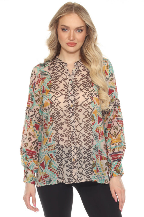 Johnny Was Malina Geometric Print Blouse C17424A8