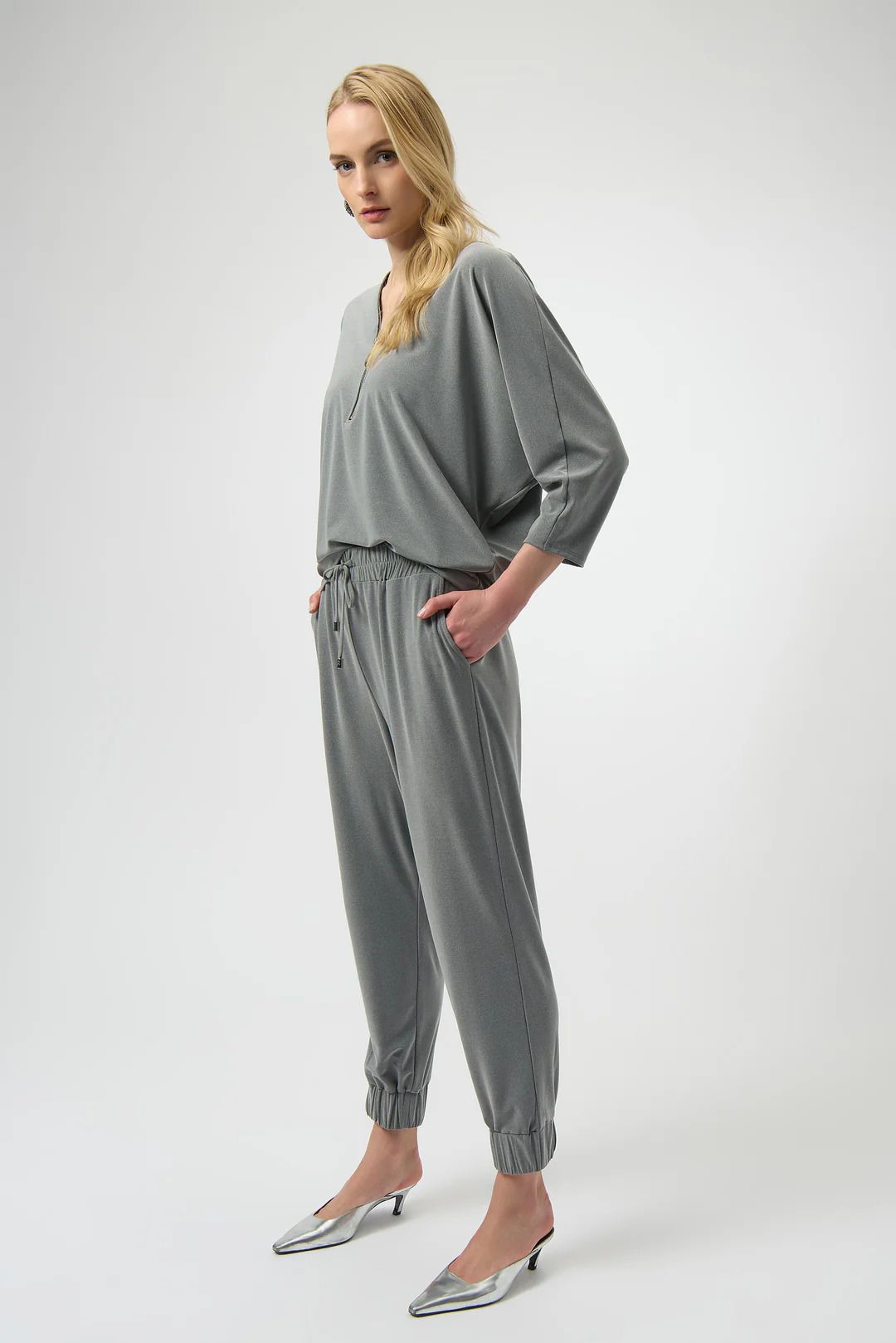 Joseph Ribkoff Grey Melange Pull On Jogger Pants 254079