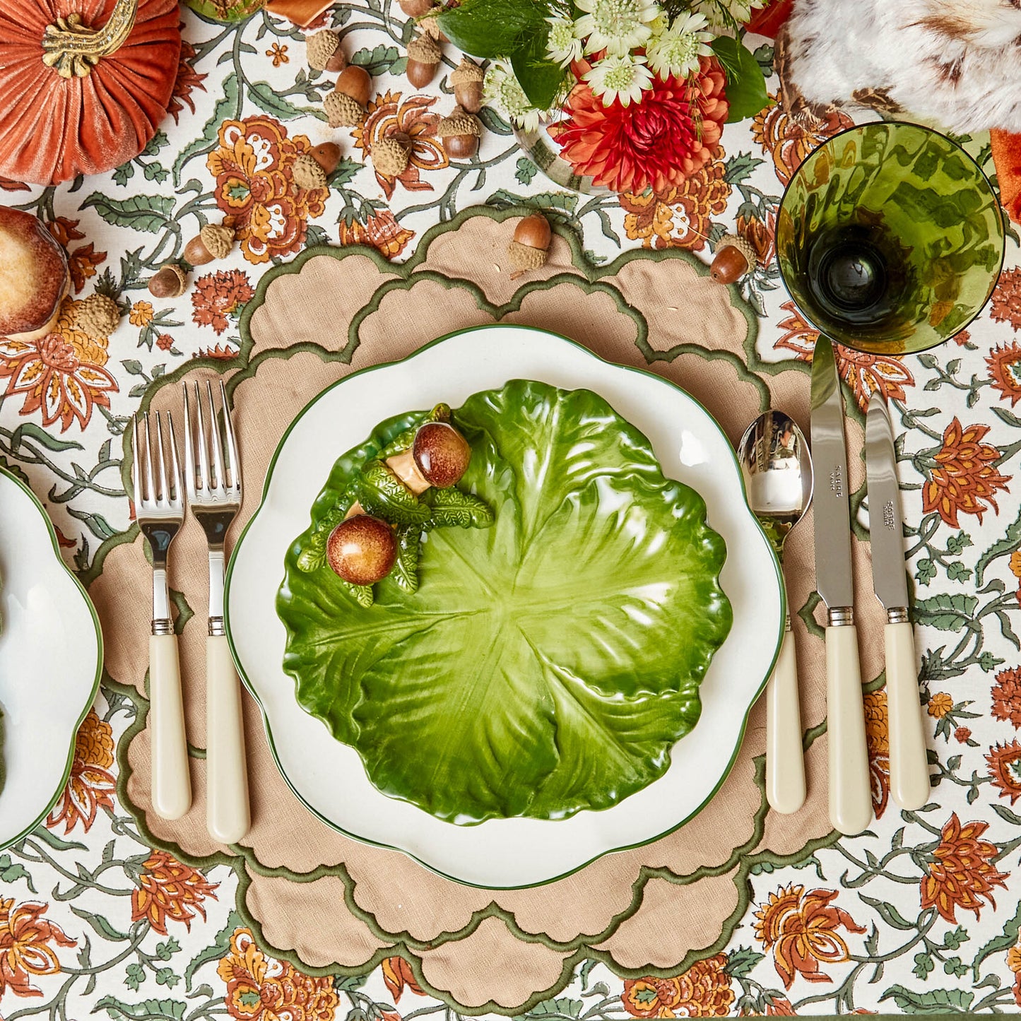 Sand & Green Lily Placemats (Set of 4)