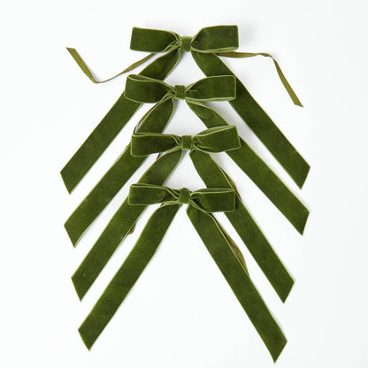 Forest Green Velvet Bows (Set of 4) - 20cm