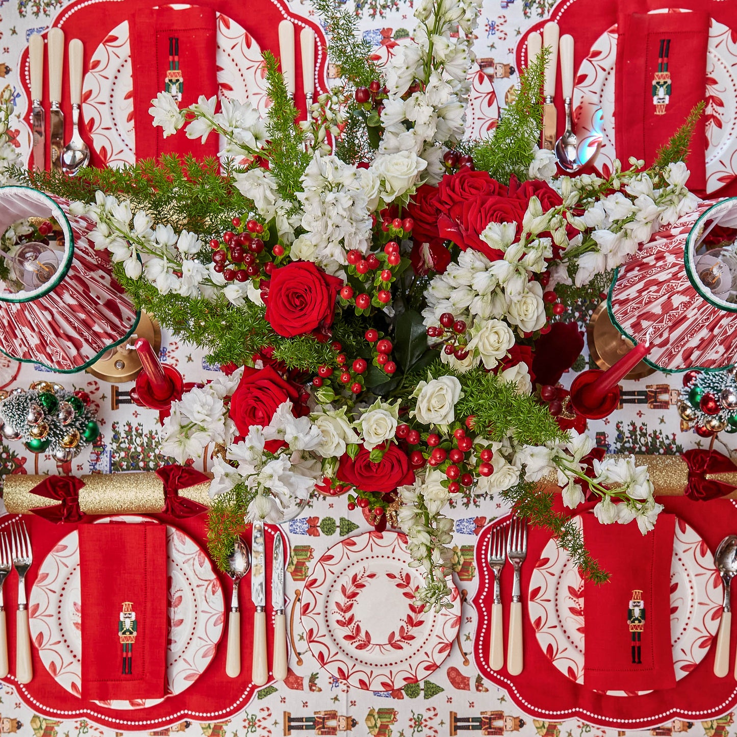 Red Eloise Linen Placemats (Set of 4)
