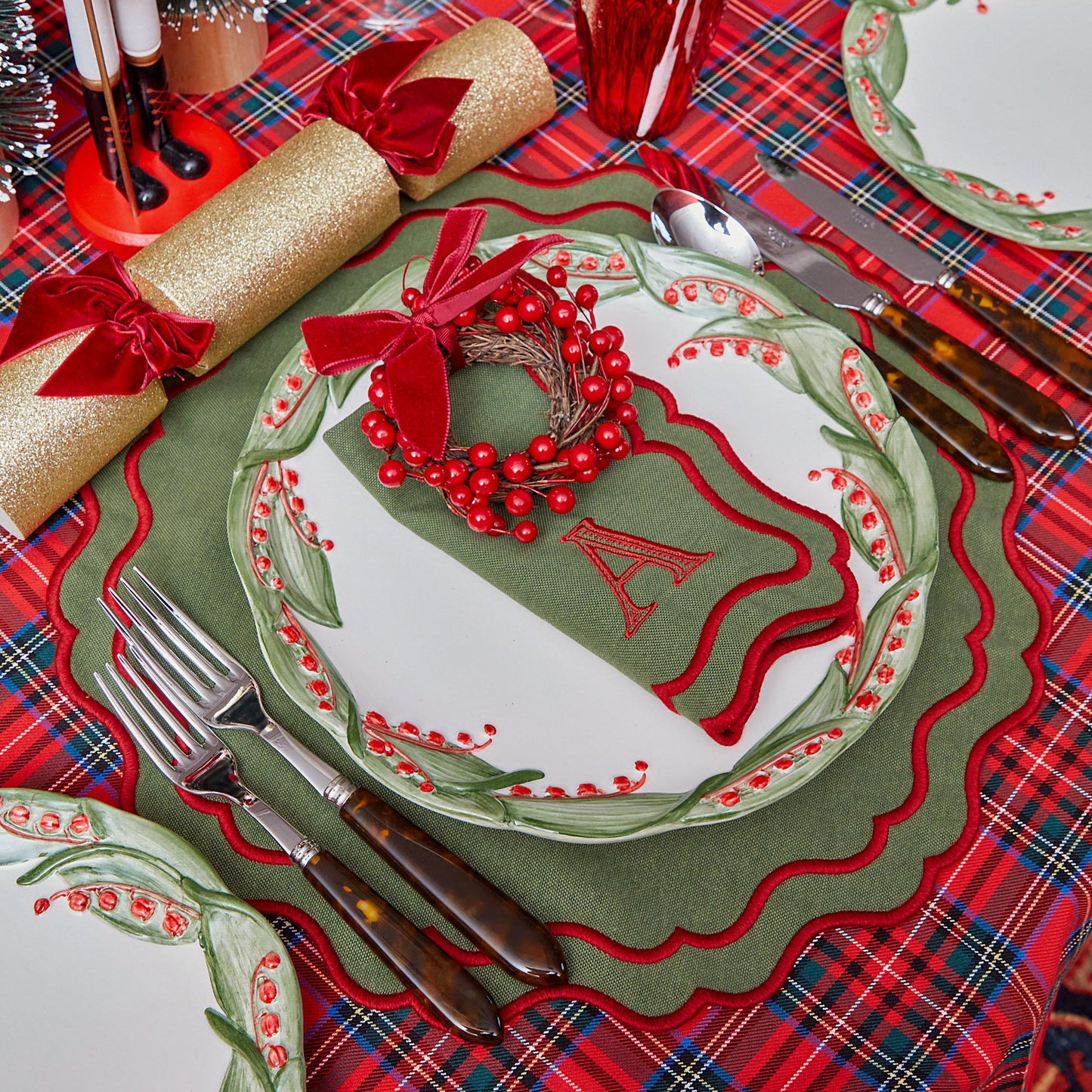 Green & Red Katherine Napkins (Set of 4)