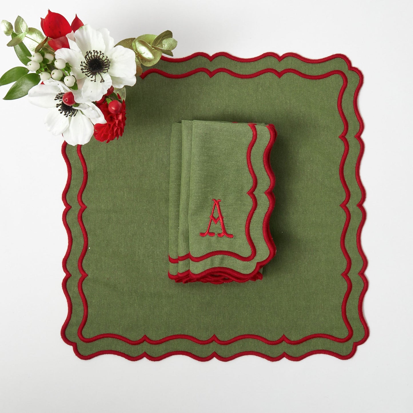Green & Red Katherine Napkins (Set of 4)