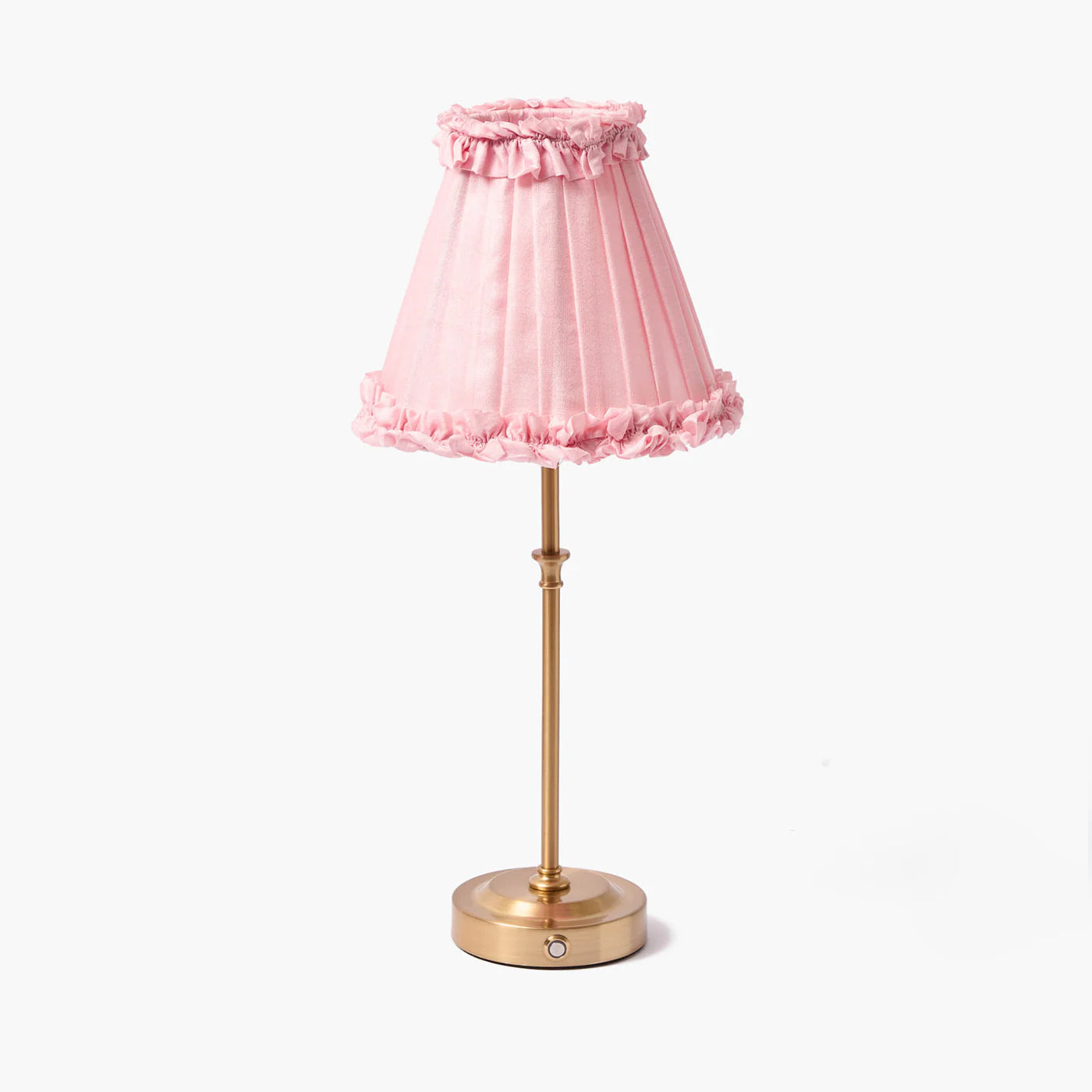 Edie Rechargeable Lamp with Pale Pink Frilled Silk Shade (18cm)