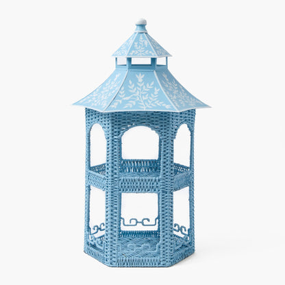 Blue Rattan & Tole Two Tier Pagoda Stand