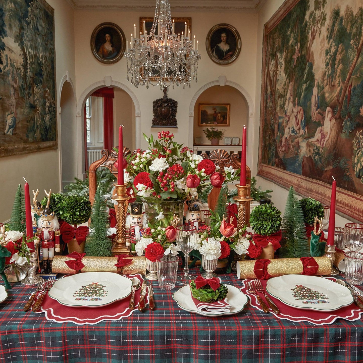 Berry Red Katherine Placemats & Napkins (Set of 4)