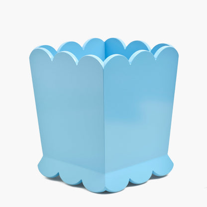 Soft Blue Scalloped Lacquer Waste Paper Bin