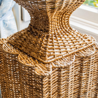 Liliana Scalloped Rattan Urn & Pedestal