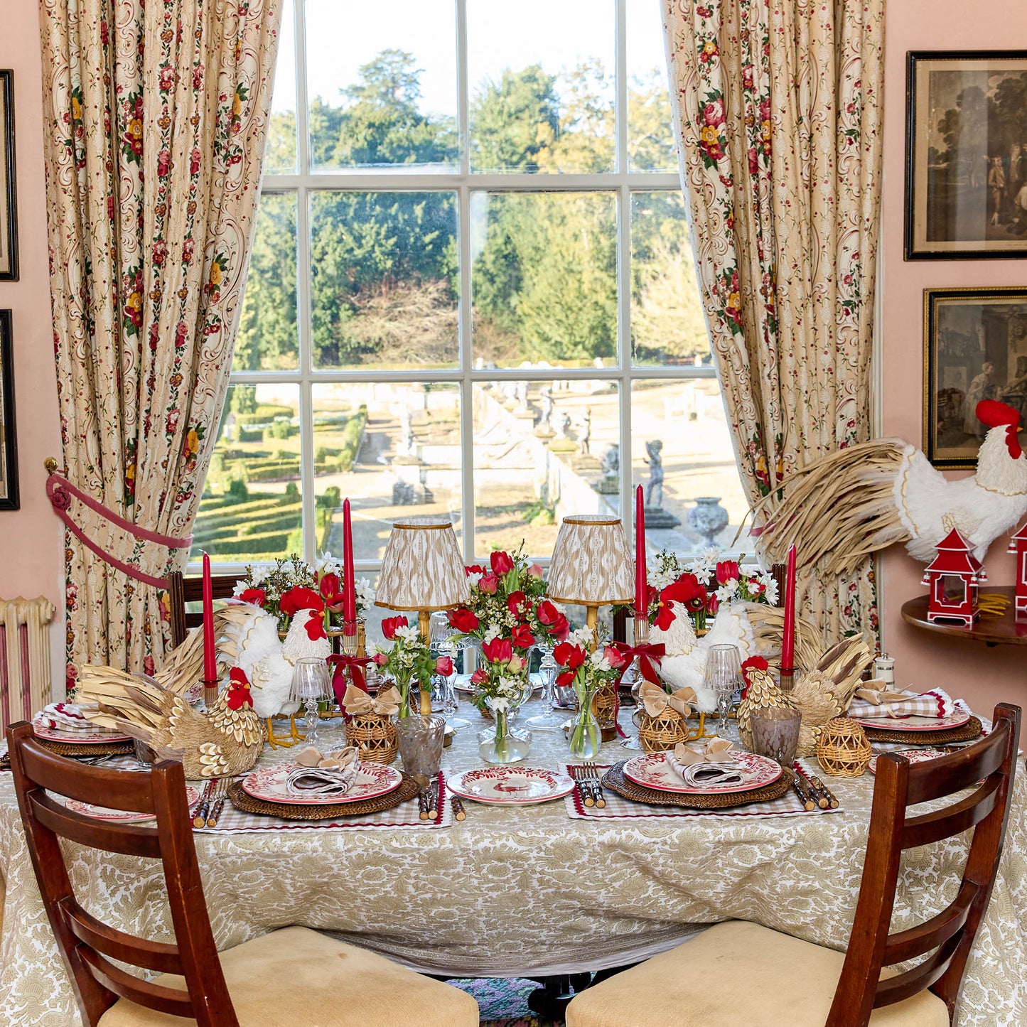 Putty Gingham & Red Rossina Placemats & Napkins (Set of 4)