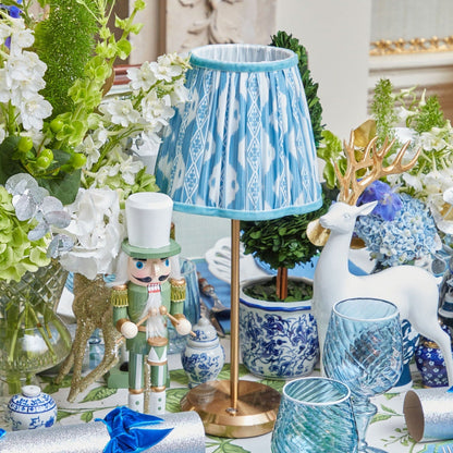 Tall Rechargeable Lamp with Blue Ikat Shade (18cm)