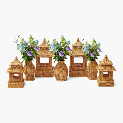 Natural Rattan Pagoda Decoration Set