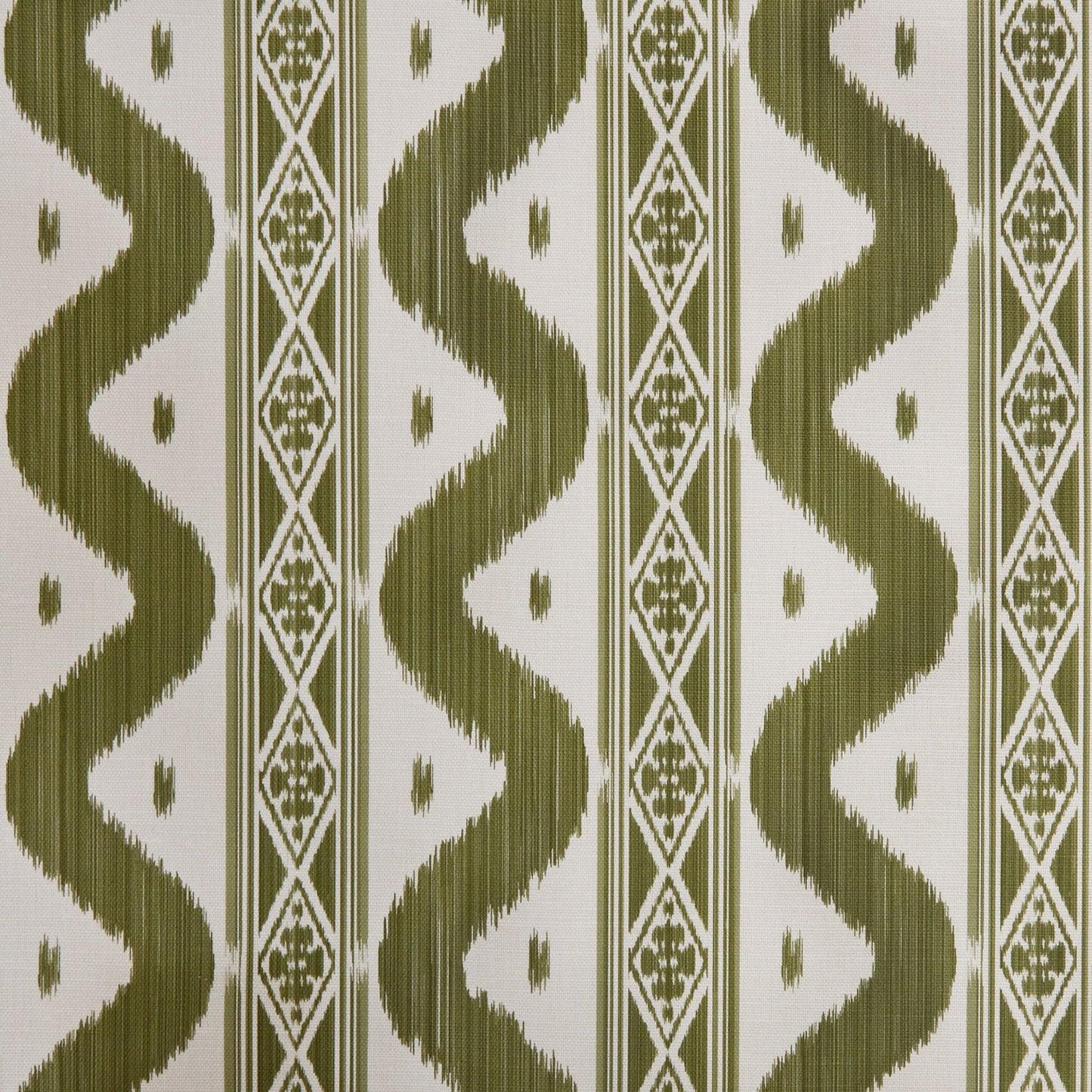 Olive Green Ikat Stripe Fabric