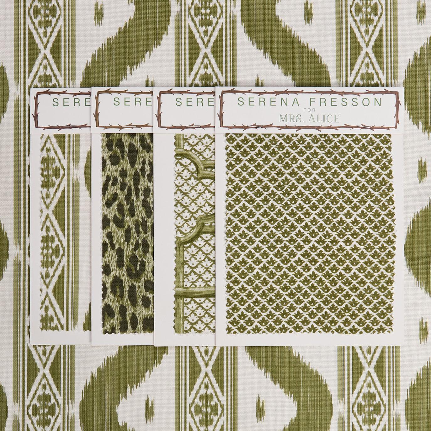 Olive Green Ikat Stripe Fabric