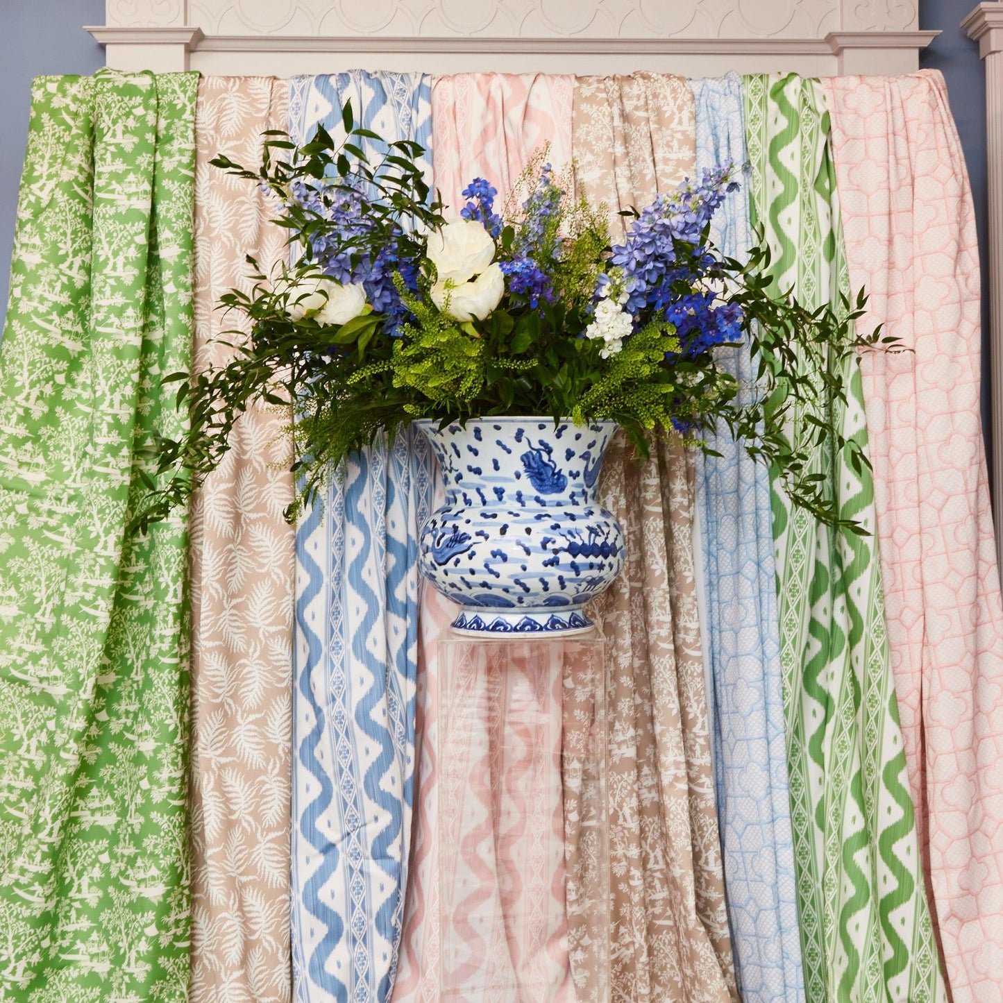 Pink Pagoda Garden Fabric