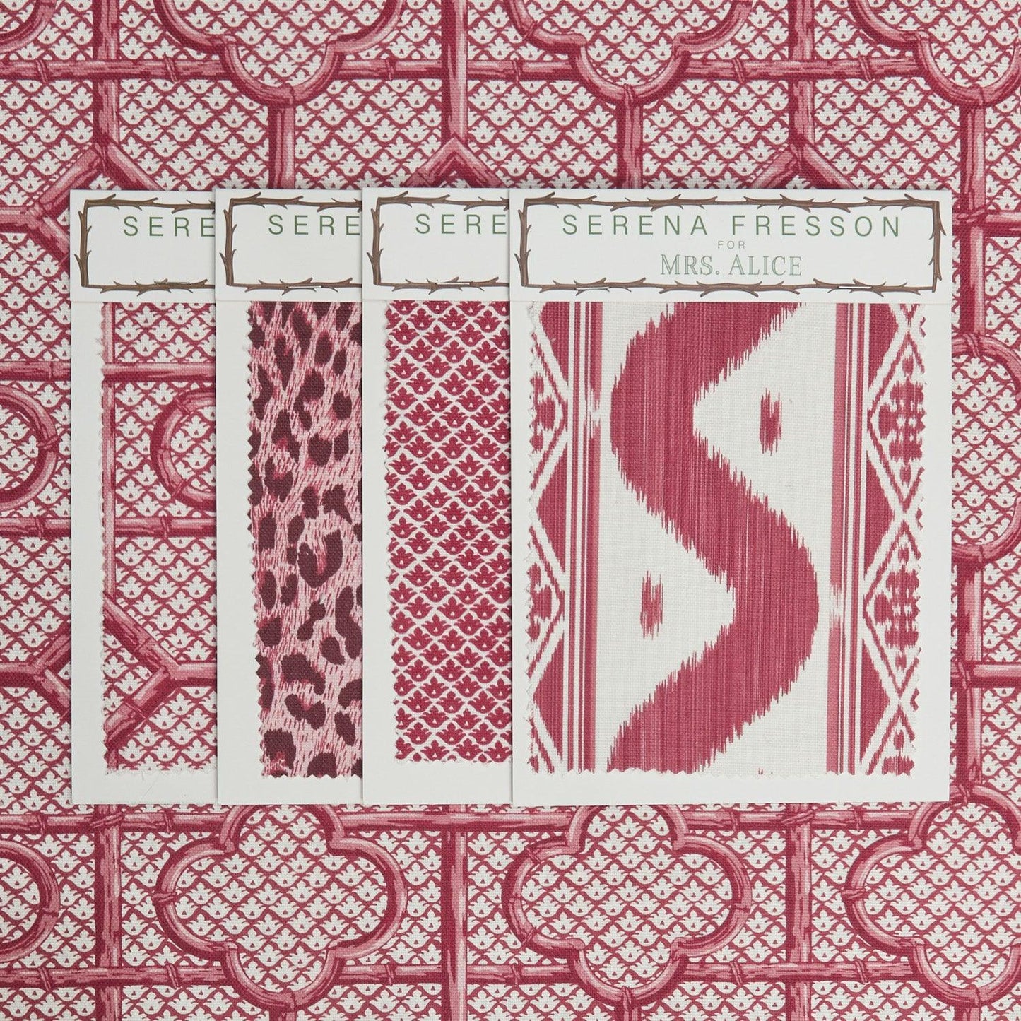 Raspberry Pink Bamboo Trellis Fabric