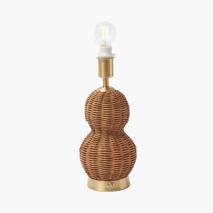 Rattan Bardot Rechargeable Lamp with Pink Ikat Shade (18cm)