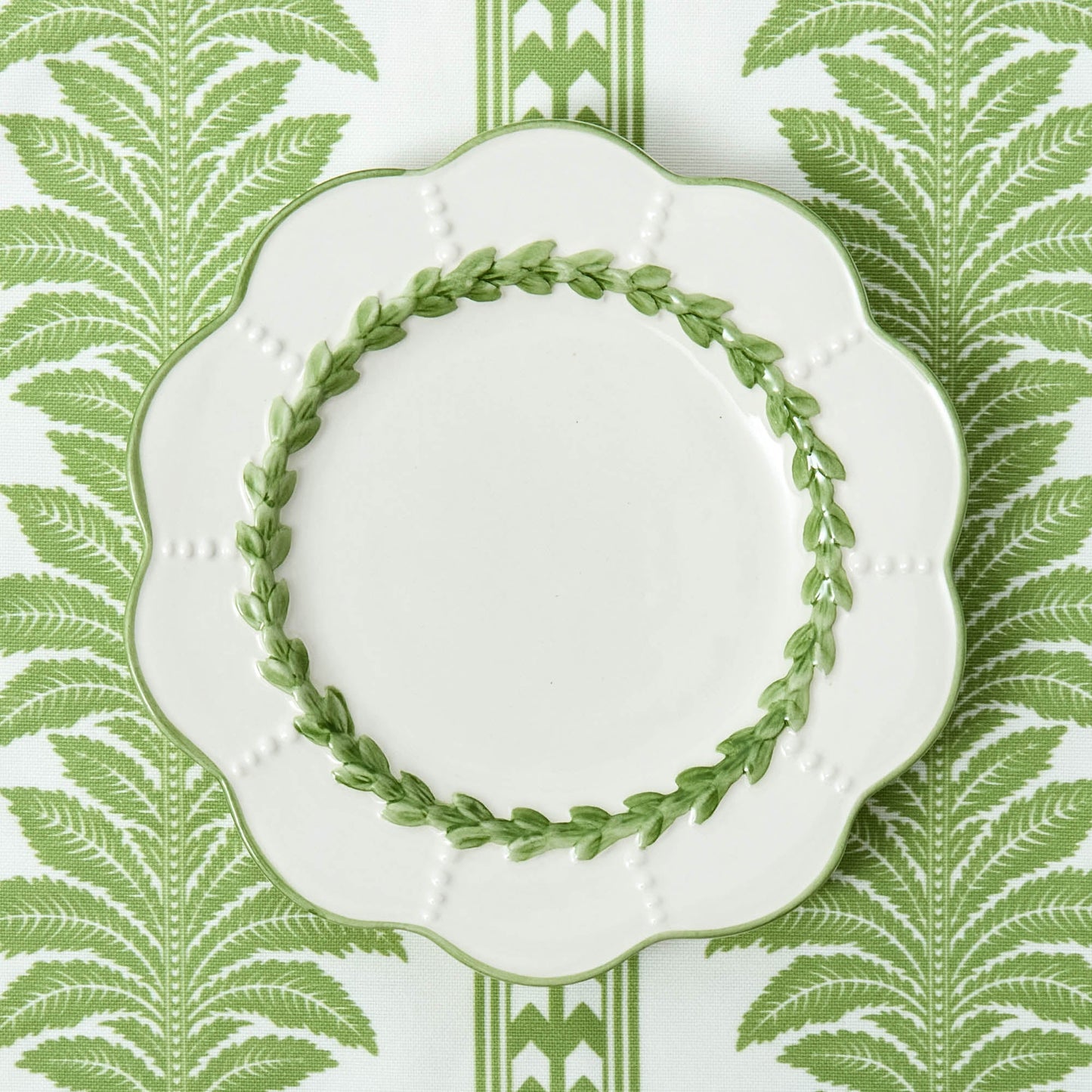 Green Fern Stripe Tablecloth