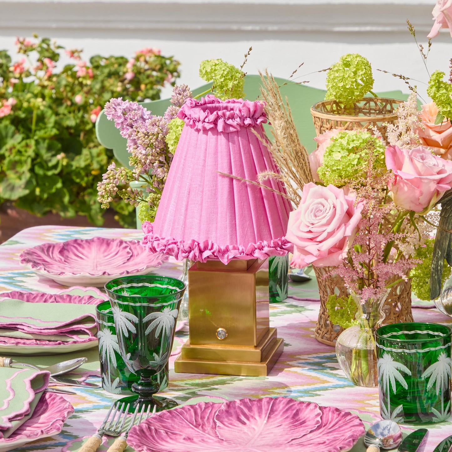 Pink Frilled Silk Lampshade (18cm)