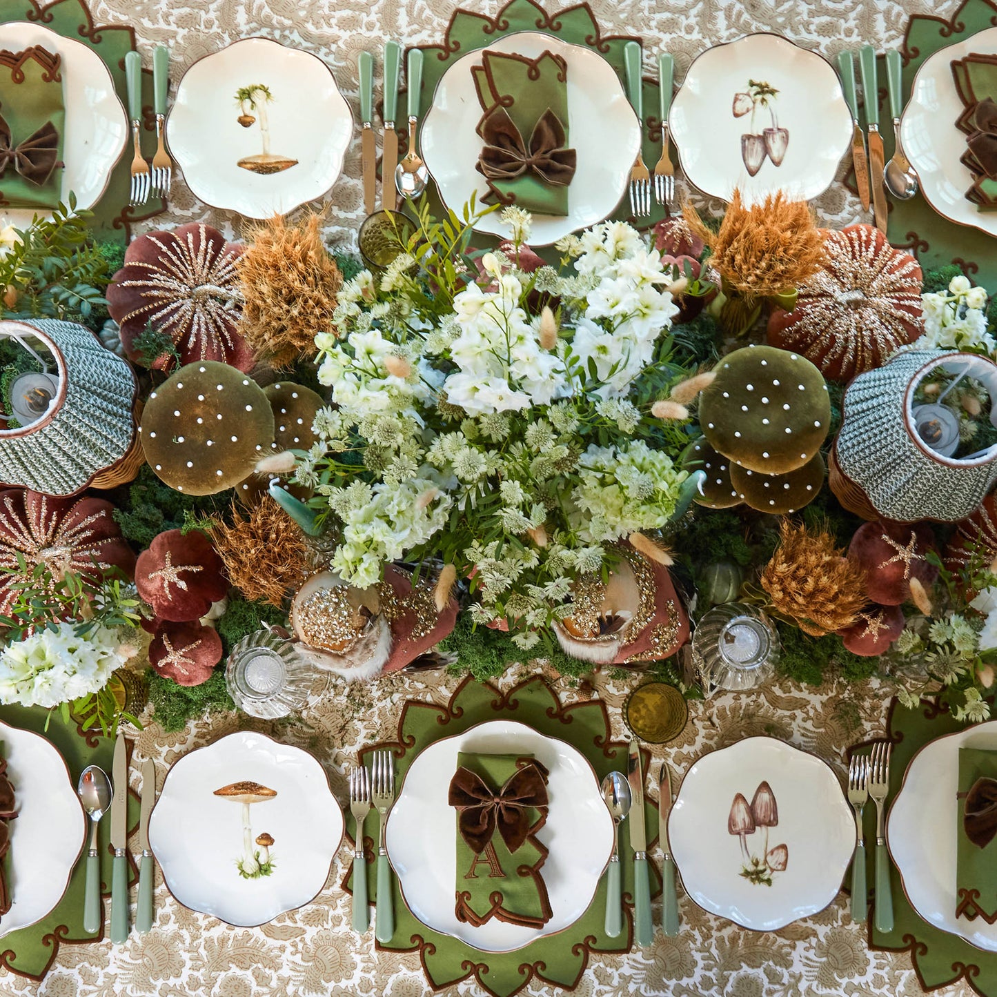 Forest Green & Brown Angelina Placemats & Napkins (Set of 4)