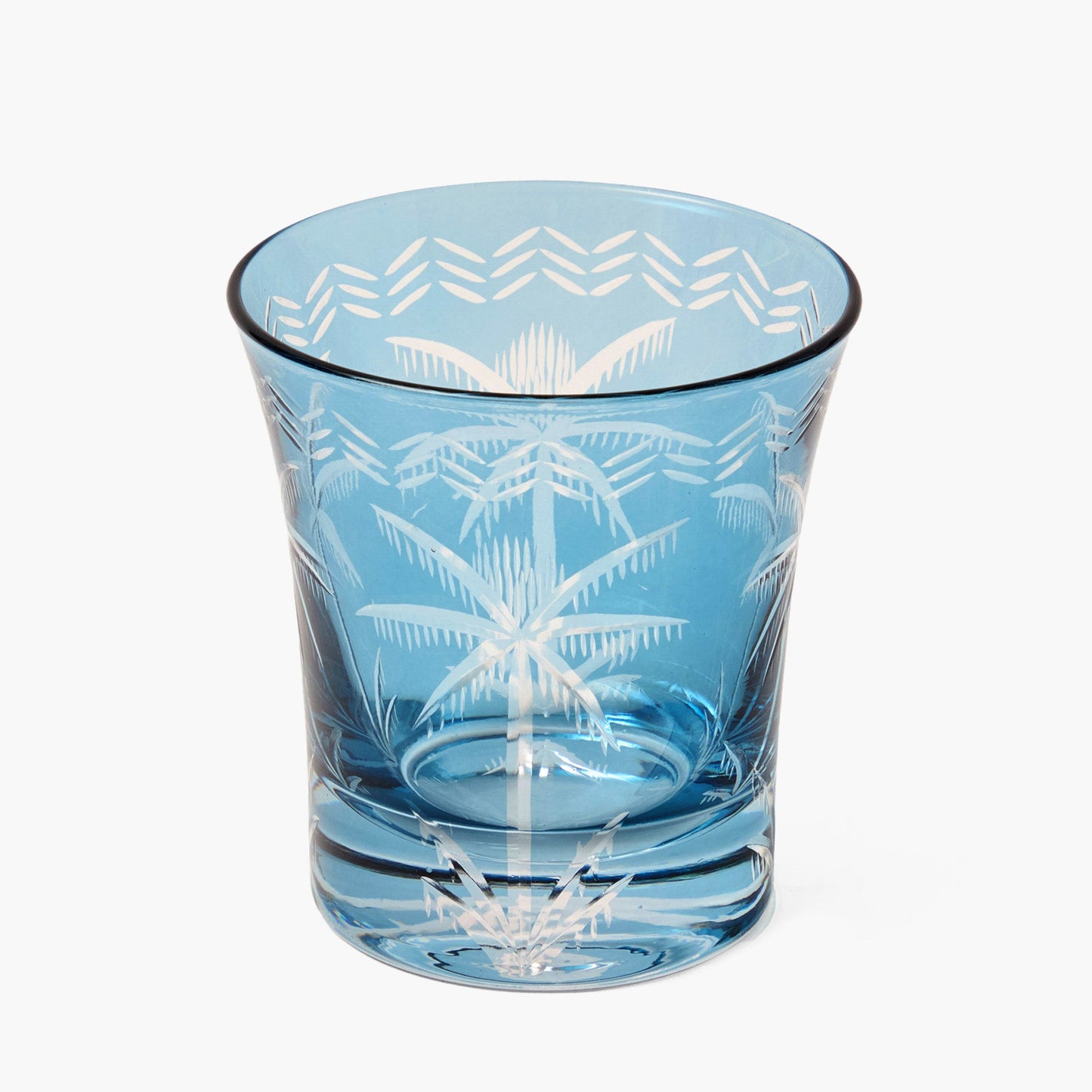Blue Palm Water Glasses (Set of 4)