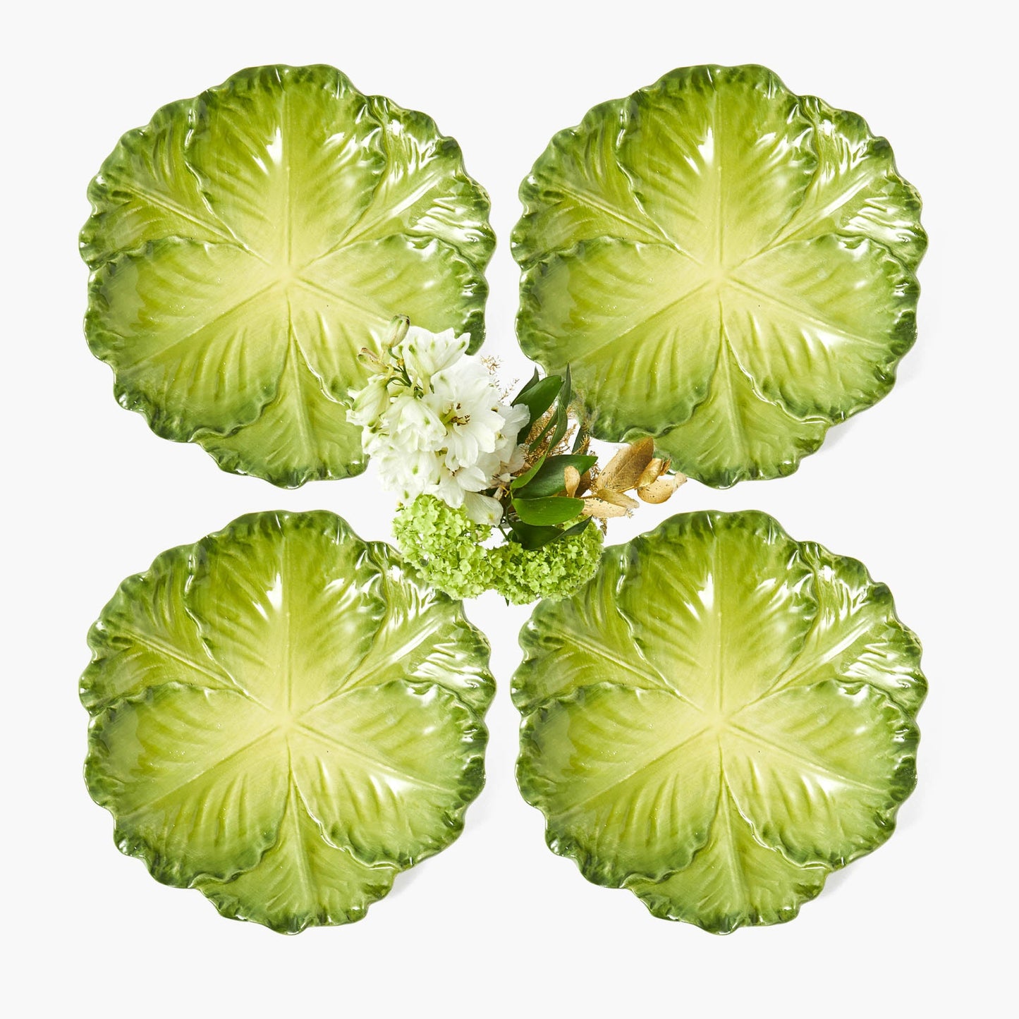 Green Serena Cabbage Starter Plates (Set of 4)