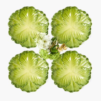 Green Serena Cabbage Starter Plates (Set of 4)