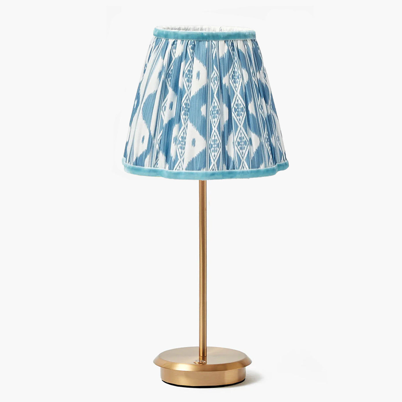 Tall Rechargeable Lamp with Blue Ikat Shade (18cm)