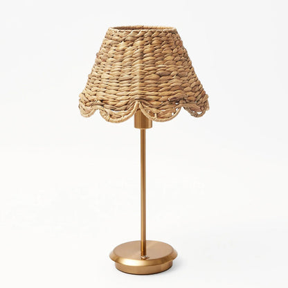 Tall Rechargeable Lamp with Natural Seagrass Shade (24cm)