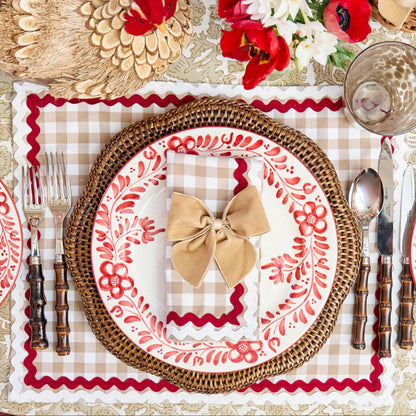 Putty Gingham & Red Rossina Placemats & Napkins (Set of 4)