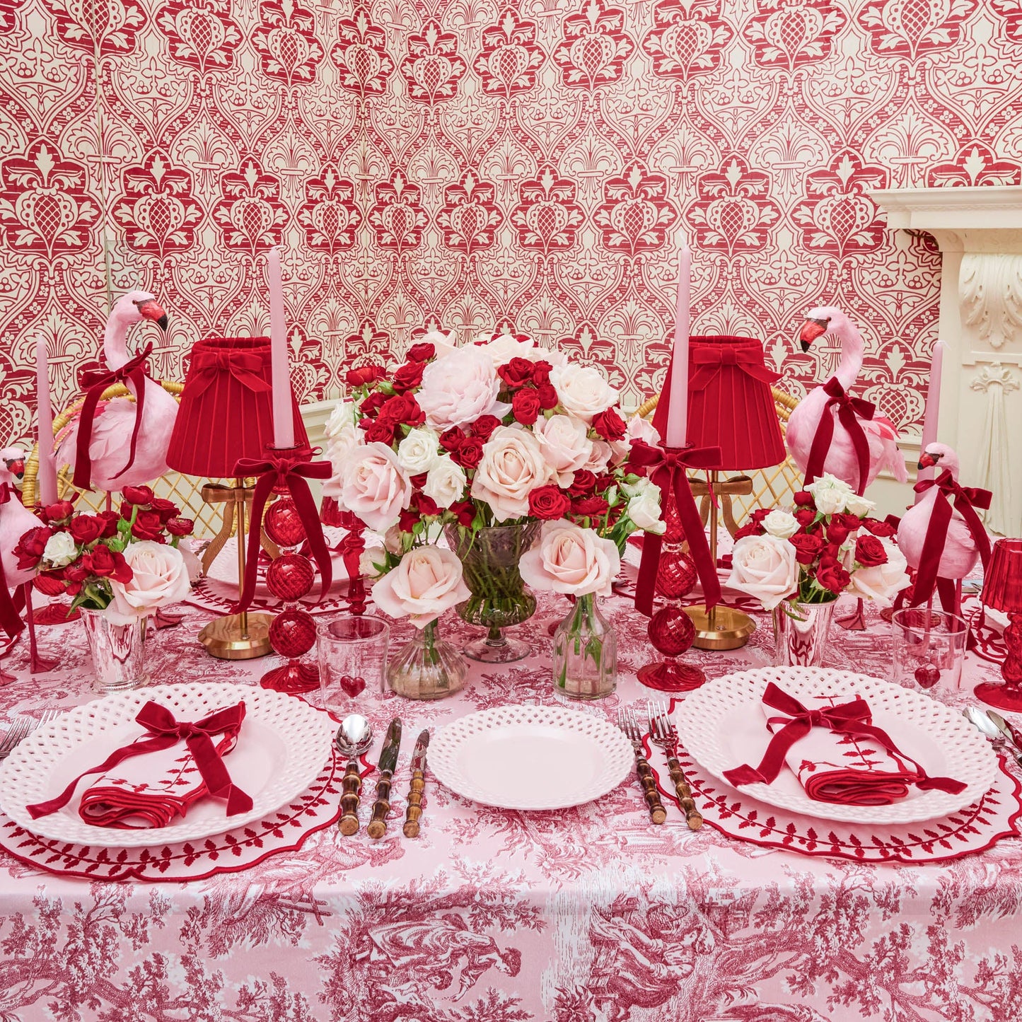 Pink Basketweave Dinner Plates (Set of 4)