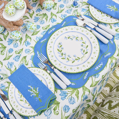 Blue Lily of the Valley Linen Placemats (Set of 4)
