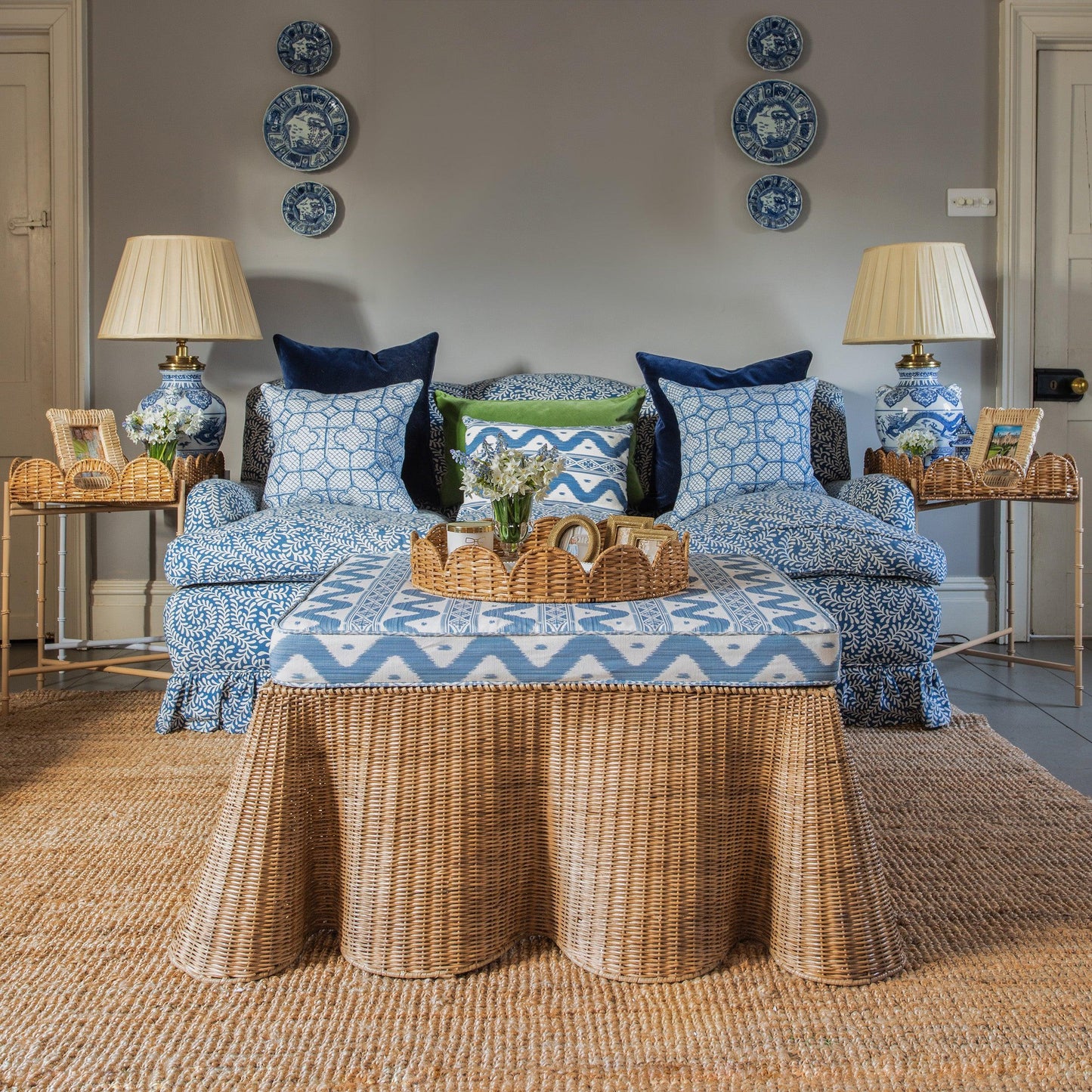 Vivienne Rattan Scalloped Ottoman