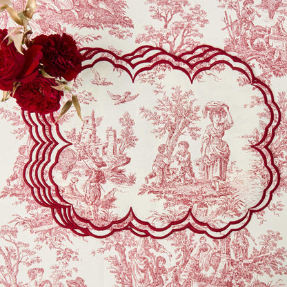 Burgundy Claudette Toile Placemats (Set of 4)