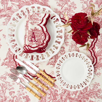 Burgundy Claudette Toile Placemats (Set of 4)